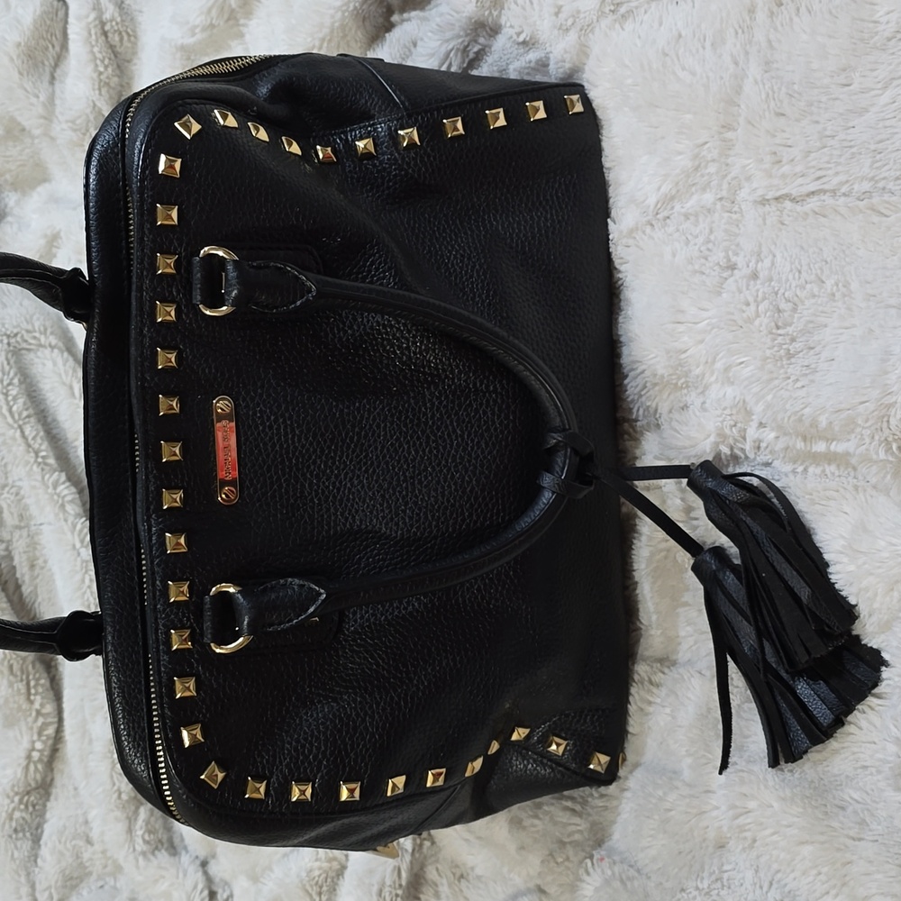 Michael Kors Black Studded Leather Satchel - Selma Tassel Handbag